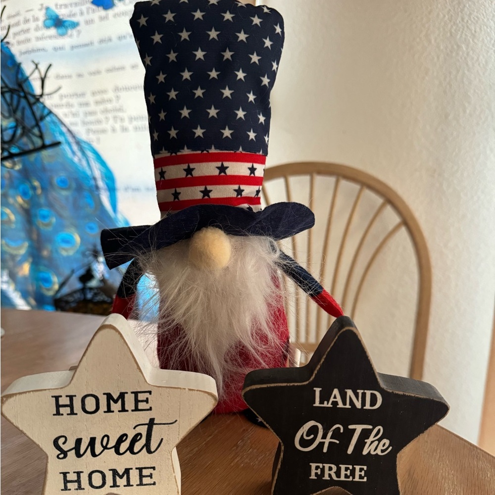 Patriotic decor seasonal july 4 gnome and stars